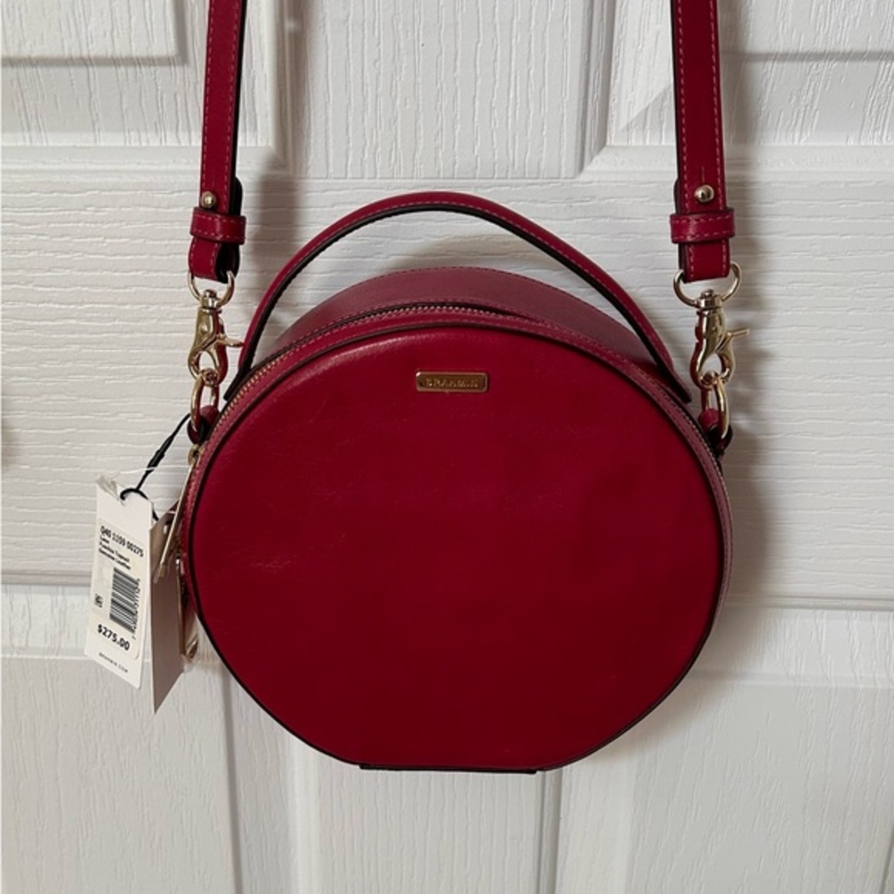 NWT BRAHMIN Women Leather Crossbody Bag / Handbag, Gold Hardware, Red Pinkish